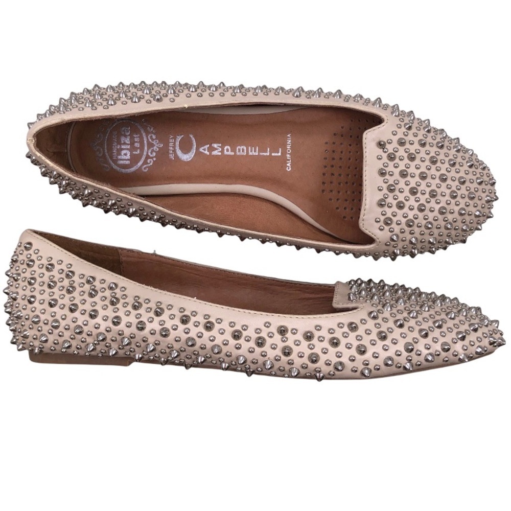 Jeffrey Campbell Ballerina studded handmade Ibiza tan flats size 8.5
